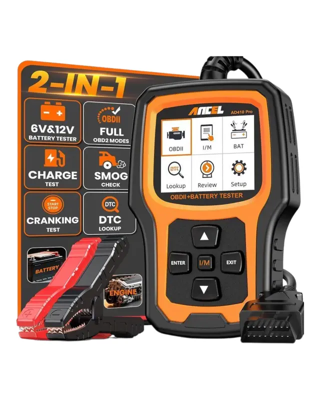 ANCEL AD410 PRO 2-in-1 OBD2 Scanner & 6V/12V Battery Tester