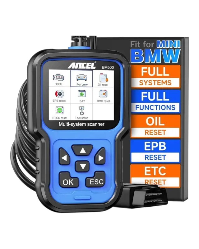ANCEL BM500 OBD2 Scanner & Battery Registration Tool - BMW Mini All-Systems Diagnostic & Reset Tool