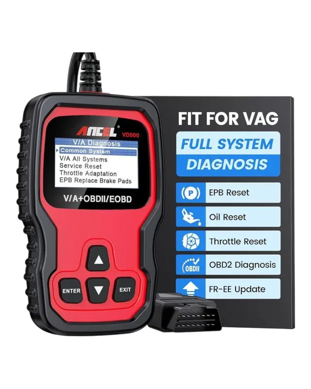Ancel VD500 OBD2 Scanner for VW, Audi, Skoda & Seat - All-System Diagnostic & EPB, Oil, Throttle Reset