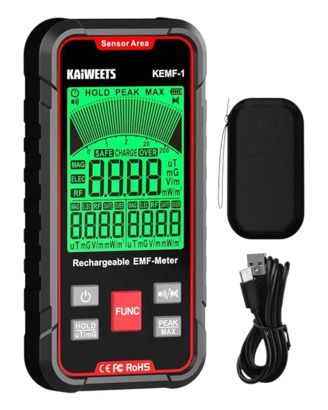 KAIWEETS EMF Radiation Detector KEMF-1, 3-in-1 Handheld EMF Meter