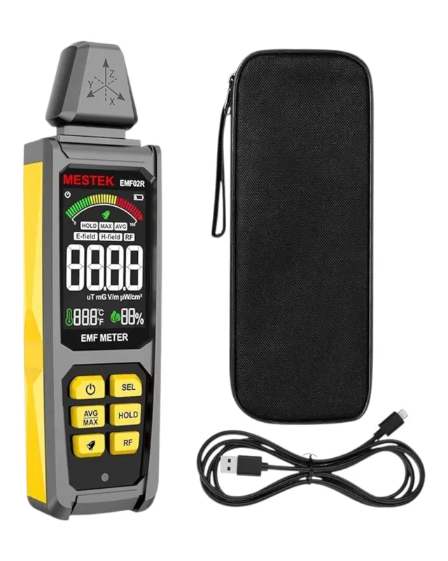 MESTEK EMF02R-YW EMF Detector | 5-in-1 Digital LCD Electromagnetic Radiation Meter